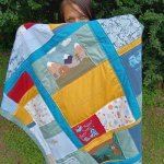 Patchwork EMLÉK-takaró babaruhából 